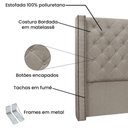 Ver imagem 4 de Cabeceira Casal King 1,95m com Matelassê e Tachas em Tecido Linho Imperial – Lucadi Rústico