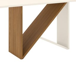 Mesa de Jantar Téssa Canto Arredondado com Vidro 200x90 Nature/Off White - Móveis Henn - 3 Mesa de Jantar Téssa Canto Arredondado com Vidro 200x90 Nature/Off White - Móveis Henn - 3
