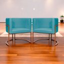 Ver imagem 2 de Kit 2 Poltronas para Sala de Recepção Luna Suede Cores Base de Ferro Bronze