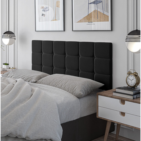 Cabeceira Painel Estofada Casal 1,60x55 Dobrável Nicole Preto Suede