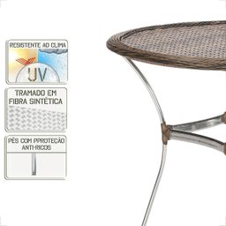 Mesa de Aluminio Polido e Tampo Tramado em Fibra Sintética para Jardim, Area Externa, Varanda - Argi - 4