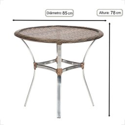 Mesa de Aluminio Polido e Tampo Tramado em Fibra Sintética para Jardim, Area Externa, Varanda - Argi - 2