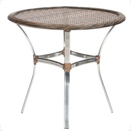 Mesa de Aluminio Polido e Tampo Tramado em Fibra Sintética para Jardim, Area Externa, Varanda - Argi - 1