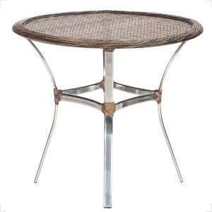 Mesa de Aluminio Polido e Tampo Tramado em Fibra Sintética para Jardim, Area Externa, Varanda - Argi
