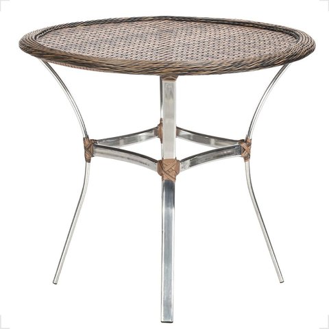 Mesa de Aluminio Polido e Tampo Tramado em Fibra Sintética para Jardim, Area Externa, Varanda - Argi