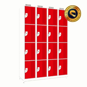 Armário de Aço 16 Portas - Nk 4334 Compatível com Capacete Nilko Armários Vermelho Chave Padrão