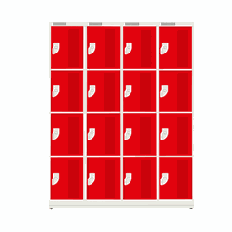 Armário de Aço 16 Portas - Nk 4334 Compatível com Capacete Nilko Armários Vermelho Chave Padrão - 2