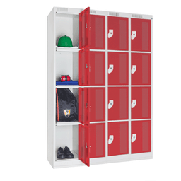 Armário de Aço 16 Portas - Nk 4334 Compatível com Capacete Nilko Armários Vermelho Chave Padrão - 3