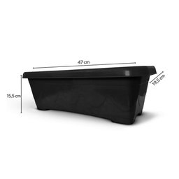Vaso Floreira Plástico Retangular 50cm Preto - 2