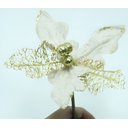 Ver imagem 2 de Kit 20 Flor Artificial Decoração Brilho Ouro Glitter 15cm