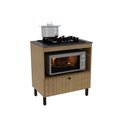 Ver imagem 3 de Balcão de Cozinha P/ Cooktop C/ Tampo Bl3315 C/ 1 Porta e 1 Nicho 75cm Amêndoa/marmore Lunar -