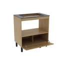 Ver imagem 2 de Balcão de Cozinha P/ Cooktop C/ Tampo Bl3315 C/ 1 Porta e 1 Nicho 75cm Amêndoa/marmore Lunar -