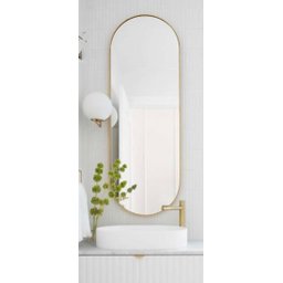 Espelho Grande Oval com Moldura em Metal Corpo Inteiro 150 X 50 Cm Dourado - 5