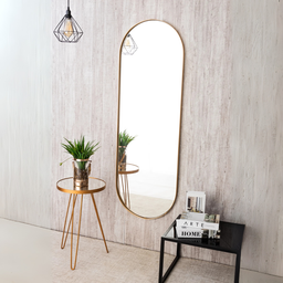 Espelho Grande Oval com Moldura em Metal Corpo Inteiro 150 X 50 Cm Dourado - 2