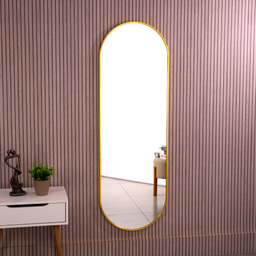 Espelho Grande Oval com Moldura em Metal Corpo Inteiro 150 X 50 Cm Dourado - 4