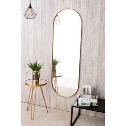 Espelho Grande Oval com Moldura em Metal Corpo Inteiro 150 X 50 Cm Dourado - 1
