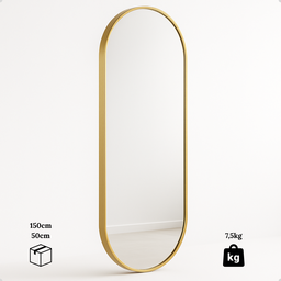 Espelho Grande Oval com Moldura em Metal Corpo Inteiro 150 X 50 Cm Dourado - 5