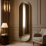 Espelho Grande Oval com Moldura em Metal Corpo Inteiro 150 X 50 Cm Dourado - 3