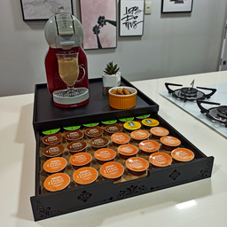 Bandeja Porta Cápsulas 41x40 Dolce Gusto Preto 36 Unidades - 2