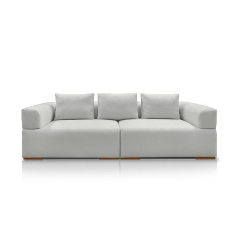 Sofá Bipartido com Almofadas Soltas 280cm Nuuk Linho Cinza G63 - Gran Belo