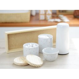 Kit Higiene Porcelana Bebê Maternidade Poá Rosa Bancada K066 - 6