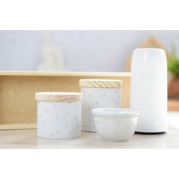 Kit Higiene Porcelana Bebê Maternidade Poá Rosa Bancada K066 - 5