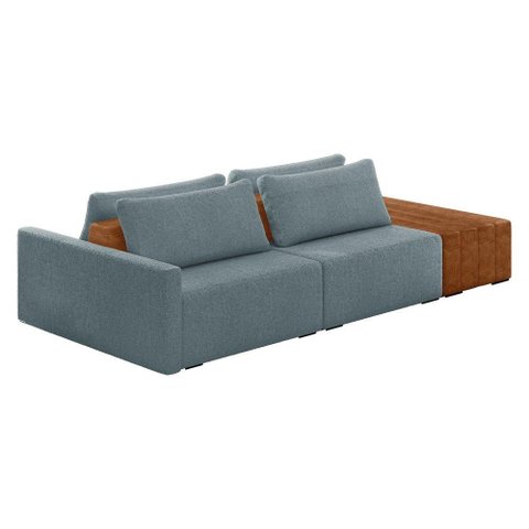 Sofá Ilha 2 Lugares Living 272cm Modulado Lary Bouclê K01 Cor Azul