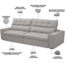 Ver imagem 3 de Sofá Retrátil Reclinável para Sala de Estar Living 290cm Dimas F04 Veludo Cinza - Lyam Decor