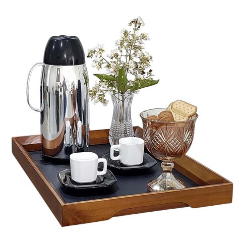 Bandeja Bebidas Xícaras Café Bar Decorativa Portátil Pequena Aparador Ambiente Escritório Casa Madec