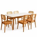 Ver imagem 2 de Conjunto Sala de Jantar Mesa Tangará Vidro e 6 Cadeiras Liz Madeira Maciça Cabecasa Madeiraoriginals