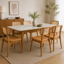 Ver imagem 1 de Conjunto Sala de Jantar Mesa Tangará Vidro e 6 Cadeiras Liz Madeira Maciça Cabecasa Madeiraoriginals