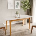 Ver mais imagens de Conjunto Sala de Jantar Mesa Tangará Vidro e 6 Cadeiras Liz Madeira Maciça CabeCasa MadeiraOriginals Marrom/Off White/Caramelo