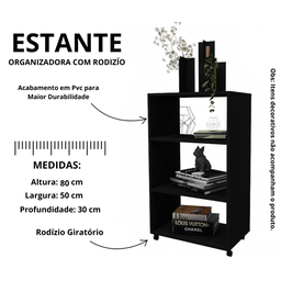 Estante Organizadora com Rodízios Cor Preto - 3