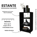 Ver imagem 3 de Estante Organizadora com Rodízios Cor Preto