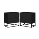 Ver imagem 2 de Kit 2 Mesas de Cabeceira 45cm Eros 2 Gavetas com Corrediças Telescopicas e Pés de Ferro