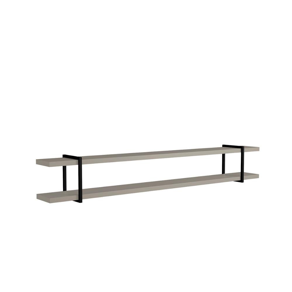 Kit para Sala de Estar 5 Peças com Buffet e Painel 100% Mdf Cor:grigio com Preto - 6