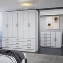 Ver imagem 1 de Guarda-roupa Casal Chloe 6 Portas 9 Gavetas com Cômoda 2 Portas 5 Gavetas Branco - Panorama Móveis