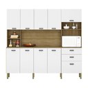 Ver imagem 1 de Armário de Cozinha Compacta 10 Portas e 2 Gavetas 222cm Sense Freijó/supremo - Pallazio
