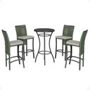 Ver imagem 1 de Mesa Bistrô com 4 Banquetas Roma Preta Corda Náutica 3 Trama Verde