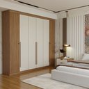 Ver imagem 3 de Guarda-Roupa Casal Genebra 6 Portas 4 Gavetas Ripado Jatoba/Areia - Panorama Móveis