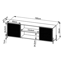 Rack de Tv York Estilo Industrial 180cm 02 Portas 27912 Artesano - Hanover/preto - 6