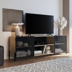 Rack de Tv York Estilo Industrial 180cm 02 Portas 27912 Artesano - Hanover/preto