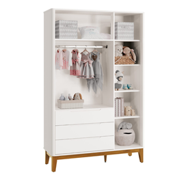 Guarda-roupa Boom 3 Portas 3 Gavetas Branco/madeira Reller - 2