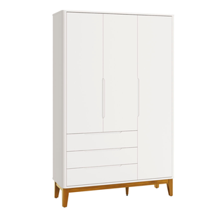 Guarda-roupa Boom 3 Portas 3 Gavetas Branco/madeira Reller