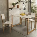 Ver imagem 1 de Mesa de Jantar e Cadeiras Steel Estilo Industrial Pés em Aço Cobre/Off White