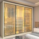 Ver imagem 1 de Guarda-Roupa Casal 3 Portas Reflecta com LED 100% MDF Royale Off White