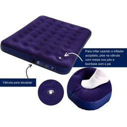 Colchão Inflável Casal com Inflador Acoplado Multiuso - Mor Cor Azul - 3
