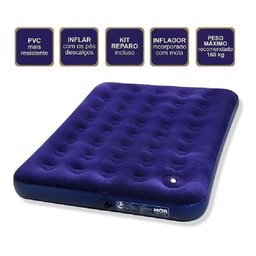 Colchão Inflável Casal com Inflador Acoplado Multiuso - Mor Cor Azul - 1