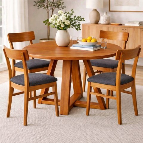 Mesa Donna Redonda 100% Madeira Maciça 90cm