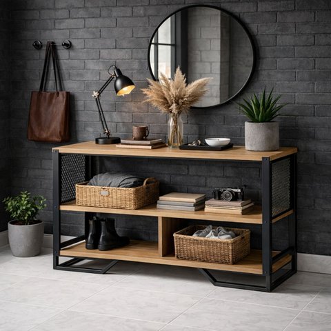 Balcão Aparador Estilo Industrial Telado 134cm Lacasamia